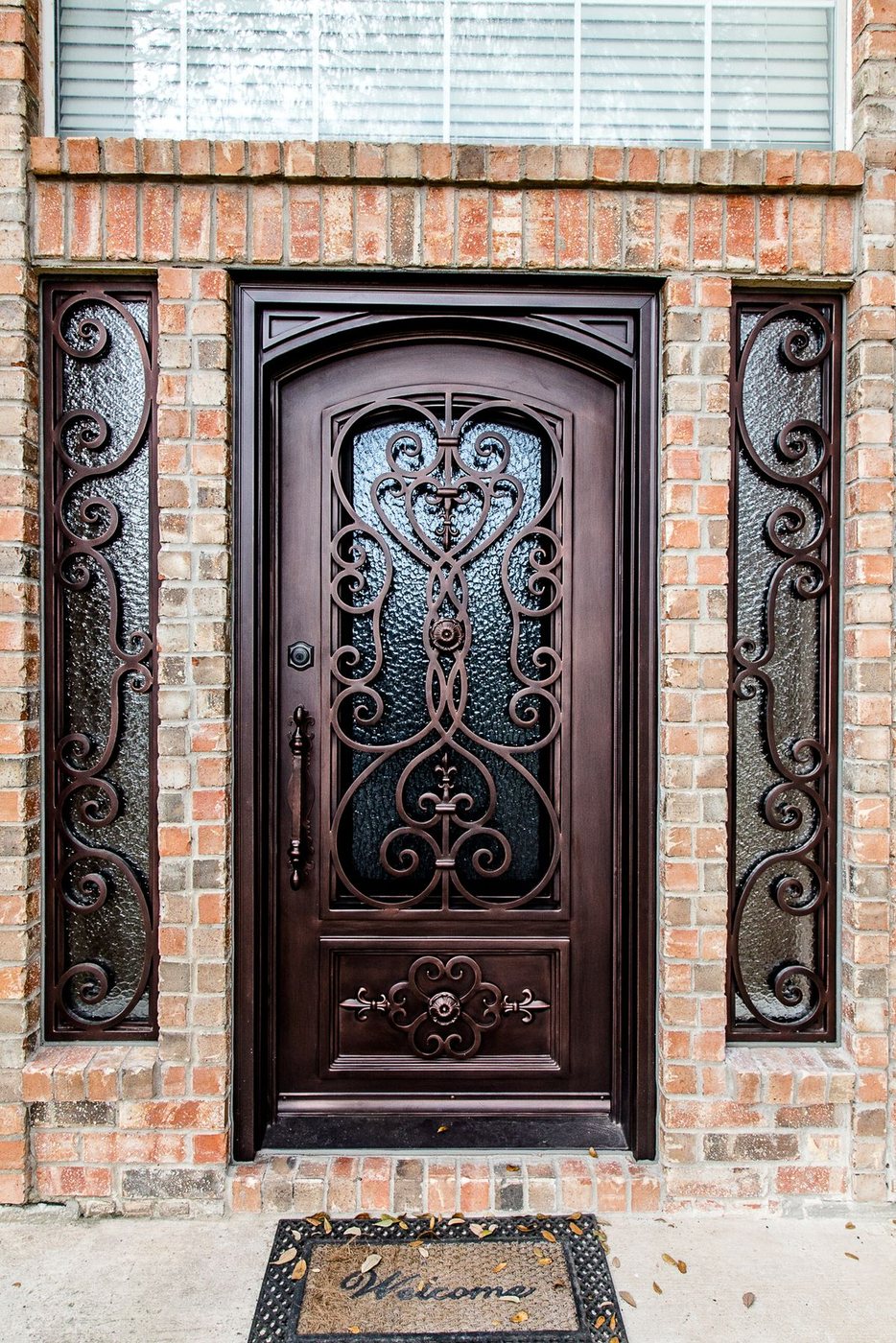Custom wrought iron entry door